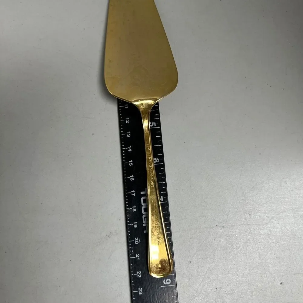 K+G 24 Karat Gold Plated Cake Server and Serving Spoon Set Decorative Handle